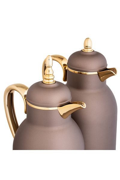 HIC Thermos Set Two Pieces for Tea and Coffee MOKA/GOLD 1.0/0.75 LT