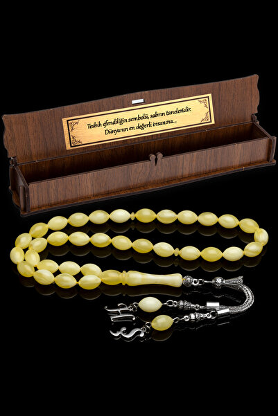 OTTOTESBİH Erkek Harf Püskül 8x12mm Beyrut Damla Kehribarı Tespih