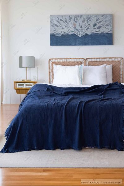 Embays 200X220 cm Luxury Muslin Bedspread, 100% Cotton Bedspread, Double Bedspread