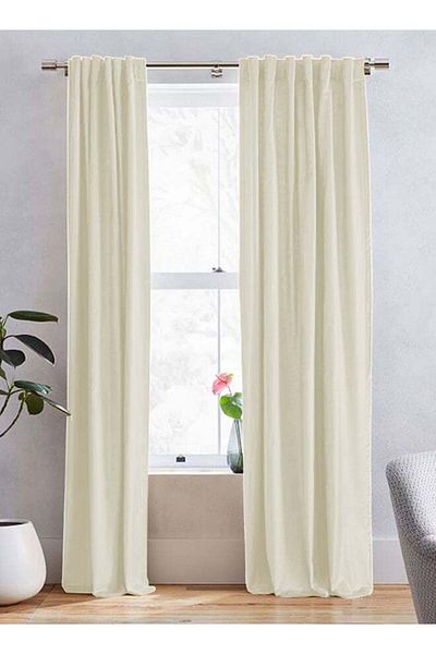 soufa dibaj Velvet Curtain for Bedroom Dining Studio Office - Ivory
