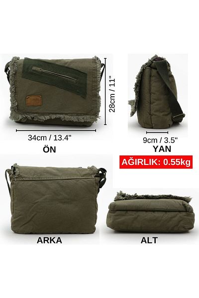 old cotton cargo Casual Cover Zippered Laptop School and Daily Messenger Bag