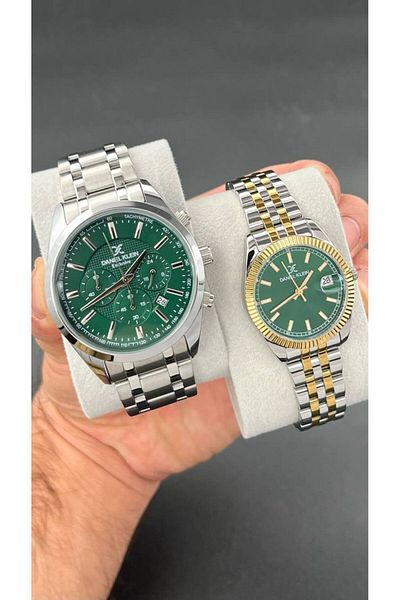 Daniel Klein Silver Green Men's Women's Watch