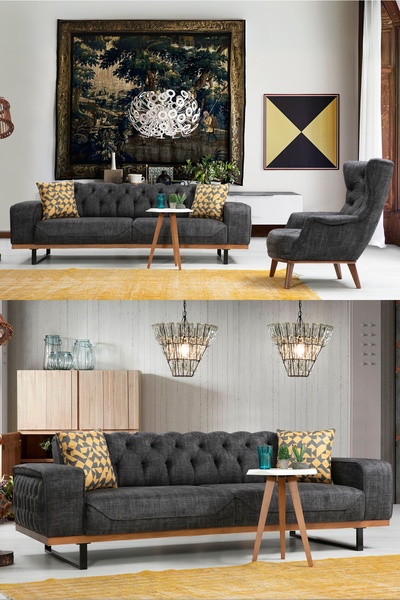 Velura Home & Living Merly Chester Koltuk Takımı 3 1 & Genişleyebilir Kapiton...