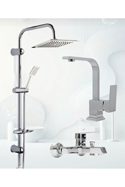 BDL ARMATÜR KROM DUBAİ ROBOT DUŞ SETİ , LÜX KARE LAVABO , BANYO BATARYASI 3’L...