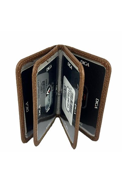 DİGA Diga 1169 Genuine Leather Minimal Card Holder Tan