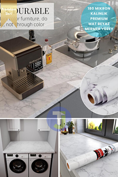 Technojet Self-Adhesive Matte Marble Pattern Foil Kitchen Bathroom Countertop Wall Covering 60Cmx500Cm
