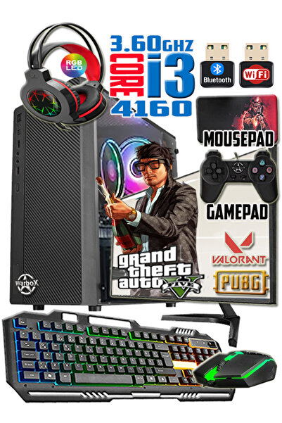 WARBOX Pablo I3 4160 Turbo:3.60ghz 8gb Ram 128gb Ssd 250gb Hdd R7 240-4gb E.kartı 19" Monitör Gaming Pc