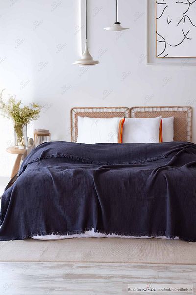Embays 200X260 cm Luxury Muslin Bedspread, 100% Cotton Bedspread, Double Bedspread