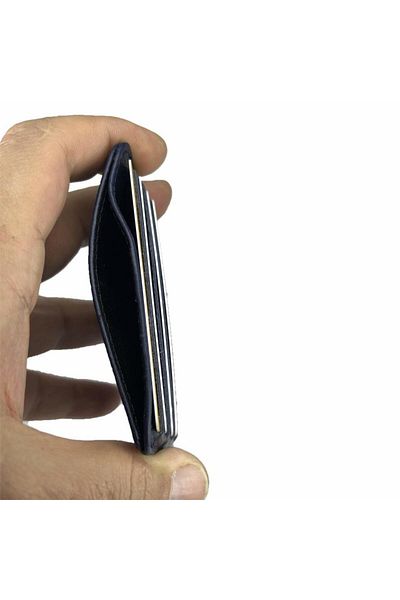 DİGA Dark Navy Blue 8 Compartment Genuine Leather Card Holder