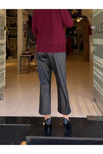 Unique LEATHER PANT WITH ELASTIC BELI