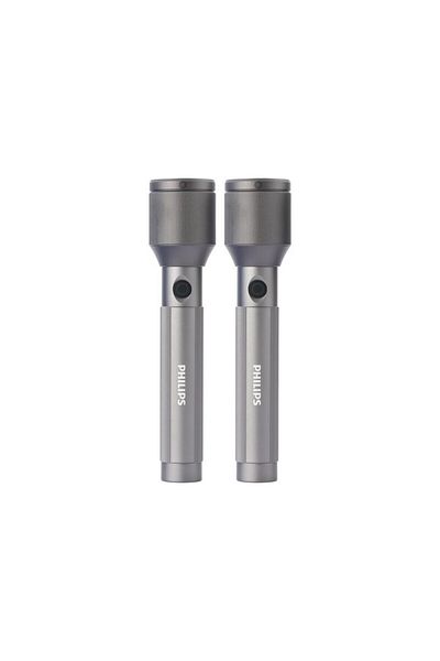 Philips 2-Piece 1100 Lumens Aircraft Aluminium Alloy Zoom LED Rechargeable Flashlight 22.5 x 3.2 x 5 cm