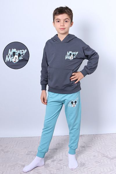 HÇM Boy's Hooded Tracksuit Set - Back Printed, Ribbed F3
