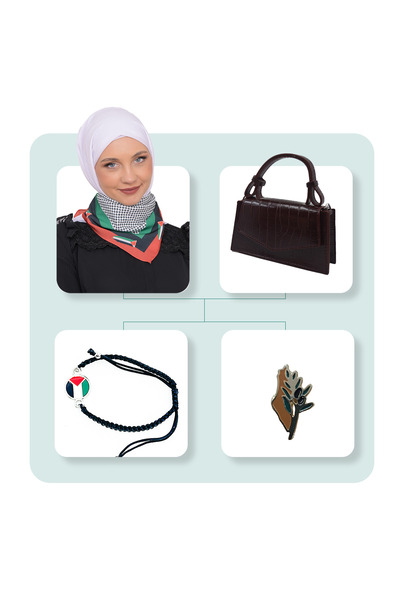 Zaytoon Women's Handbag Palestine Accessory Set 4-Piece Faux Leather Printed ...