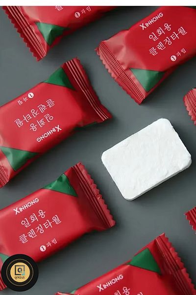 QNİAY Disposable Compressed 3Pcs Face Wipes Compact Mini Square Wipes Travel Towel
