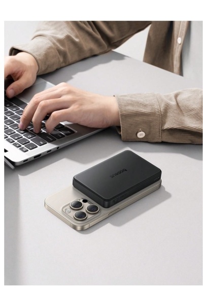 Baseus باور بانك لاسلكي محمول AirPowII، 22.5 واط، سعة 10000 مللي أمبير، مغناطيسي مع منفذ USB - أسود