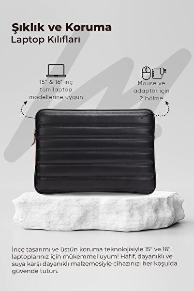 MORCA Quilted Laptop Case 15.6 & 16 Inch Plain Black