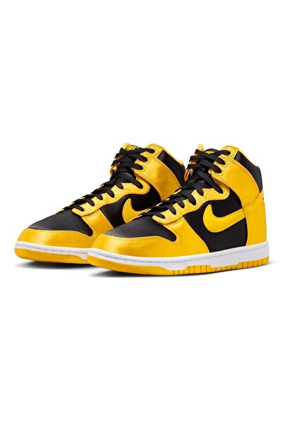 Nike Dunk Low Mid Women Black Yellow Sneaker Günlük Spor Ayakkabı Kadın Siyah Sarı