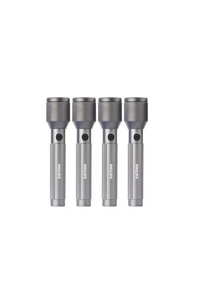 Philips 4-Piece 1100 Lumens Aircraft Aluminium Alloy Zoom LED Rechargeable Flashlight 22.5 x 3.2 x 5 cm