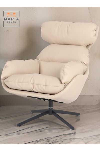 MARIA HOMES Comfortable Swivel Recliner Chair with Plush Cushioning  Faux Leather Upholstery Adjustable Backrest