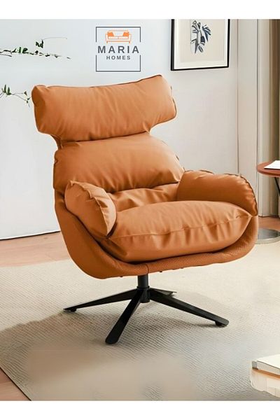 MARIA HOMES Comfortable Swivel Recliner Chair with Plush Cushioning  Faux Leather Upholstery Adjustable Backrest