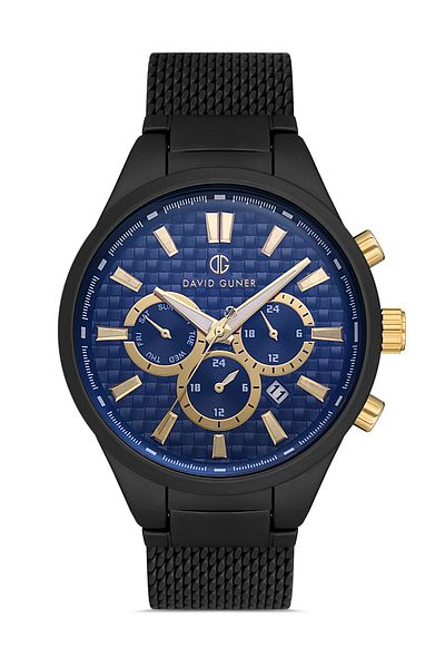 DAVID GUNER Men Wrist Watch - Steel Knitted Mesh Band with Calendar