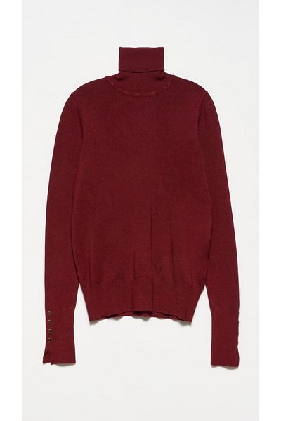 Dilvin Burgundy Turtleneck Drop Sweater
