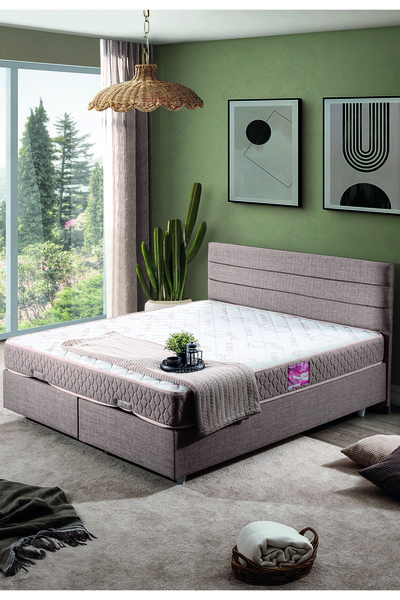 Setay Sofia Çift Kişilik Baza Başlık Letto Yatak Seti Kahverengi