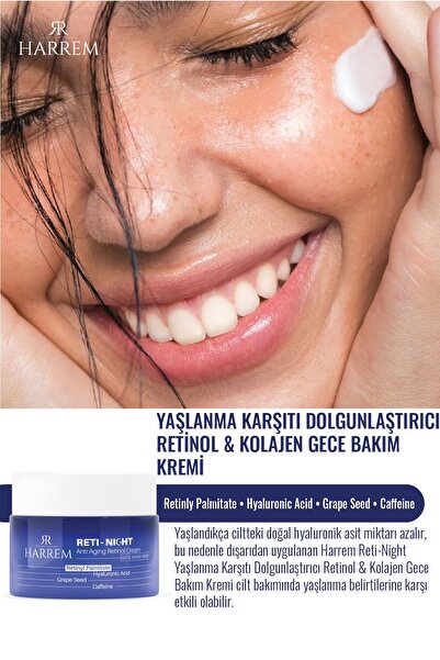 Harrem Retinol & Kolajen Krem Yaşlanma Karşıtı Dolgunlaştırıcı Reti-night 50ml