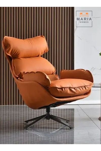MARIA HOMES Comfortable Swivel Recliner Chair with Plush Cushioning  Faux Leather Upholstery Adjustable Backrest