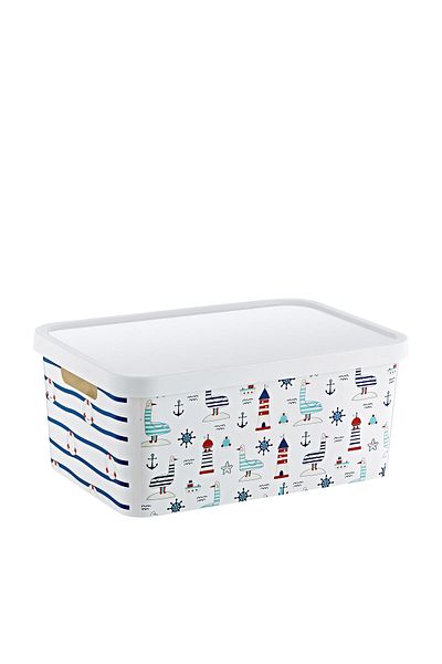 Smartware Stafi Patterned Multi-Purpose Box with Lid 4.5 lt