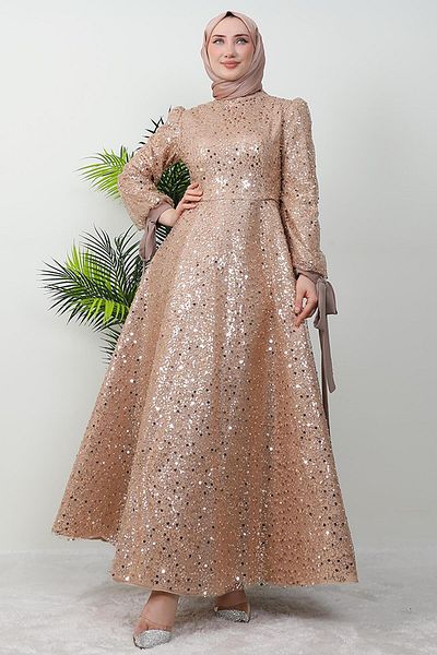 GİZ AGİYİM Βραδινό φόρεμα Tansu Hijab Sütlükkahve