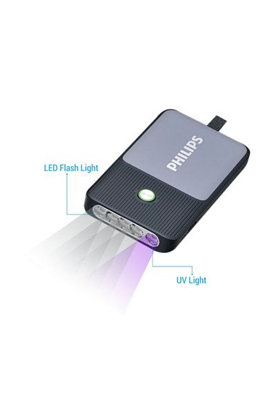 Philips مصباح يدوي جيب قابل لإعادة الشحن ومتعدد الوظائف مصنوع من مادة ABS بقوة 350 لومن، 1.4 × 5.9 × 10.2 سم