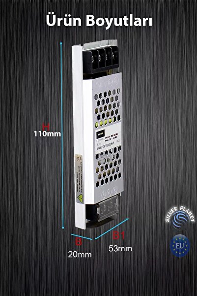 YTE Şemalı 12V 5 Amper Ultra Slim Fansız Şerit Led Trafosu/Driver