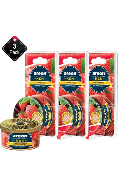 Areon عبوة من 3 معطرات جو أريون برائحة الفراولة من كين