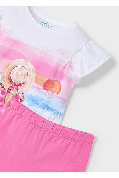 MAYORAL Pink Girls' Summer T-Shirt and Capri Leggings Set