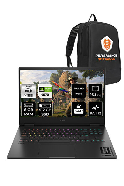 HP OMEN 16 i7 14700HX 8GB RAM 512GB SSD RTX4070/8GB 165Hz 16.1'' FHD FDOS Gam...
