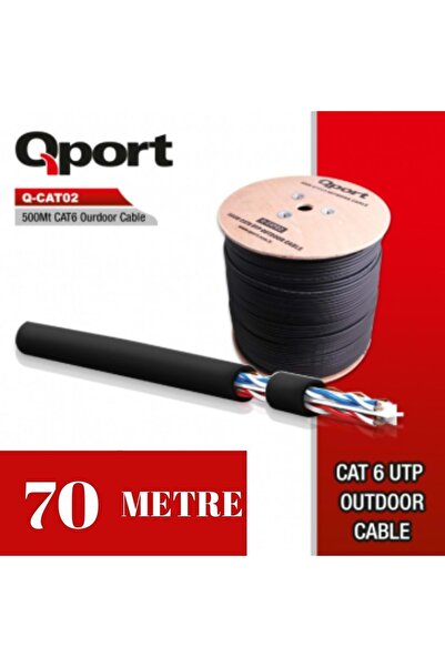 Qport YÜKSEK BAKIR UTP 23 AWG 0,58 MM DIŞ ORTAM CAT6 OUTDOOR KABLO 70 METRE