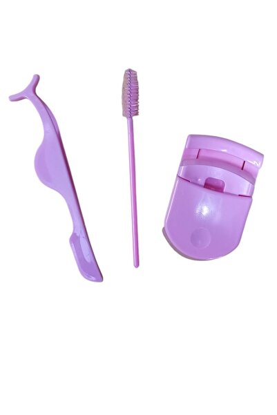 Kezban Tekstil 3 LÜ Manuel Kirpik Takma makine seti + 2 adet silikon lastik PEMBE