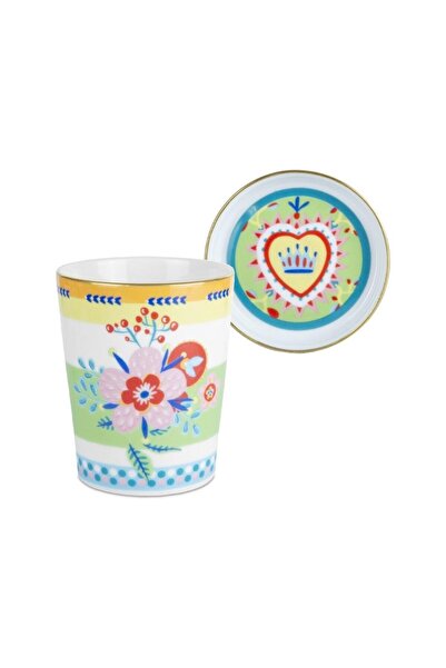 Baci Milano Mamma Mia Çiçek Desenli Tabaklı Fincan 9 cm x 12 cm