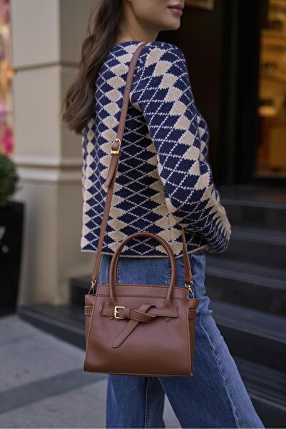 Madamra Barna női mini öv részletes kézi és válltáska