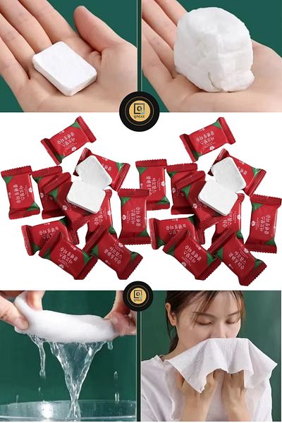 QNİAY Disposable Compressed 10Pcs Face Wipes Compact Mini Square Wipes Travel Towel