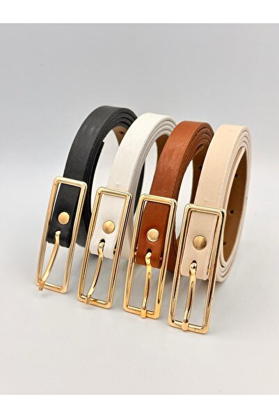 MODAM HİFA Rectangular Buckle Thin Women Belt Trouser Belt Dress Belt Shirt Belt Coat Belt