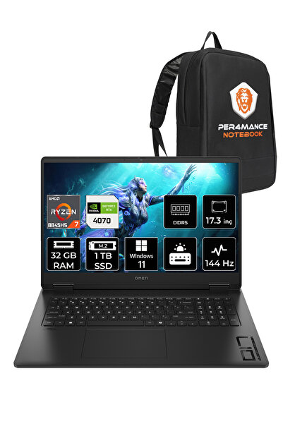 HP OMEN 17 R7 8845HS 32GB RAM 1TB SSD RTX4070/8GB 144Hz 17.3'' FHD W11P Gamin...