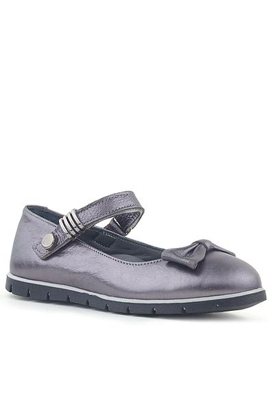 Rakerplus Pantofi de balerină pentru fete din piele naturală cu cataramă platină cu velcro
