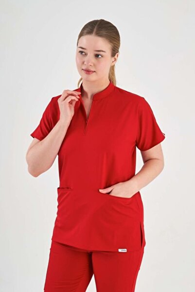 Owlet Medikal Lycra Red Zipper Detailed Set