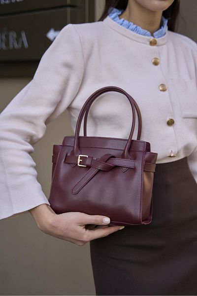 Madamra Burgunderfarbene Mini-Gürteltasche für Damen