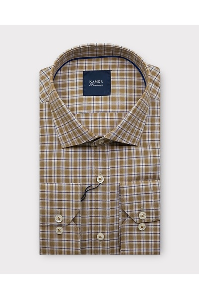 KAMER ERKEK REGULAR FIT EKOSE SARI GÖMLEK 3502SR