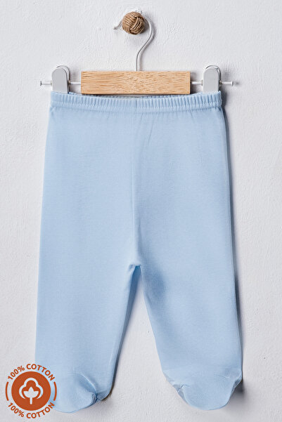 Miniel Unisex Baby Combed Organic Cotton 0-6 Months Baby Pants with Booties S...