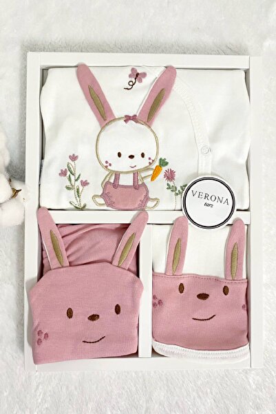 VERONA TARZ مجموعة هدايا قطنية لحديثي الولادة مكونة من 5 قطع - أذن أرنب للفتي...