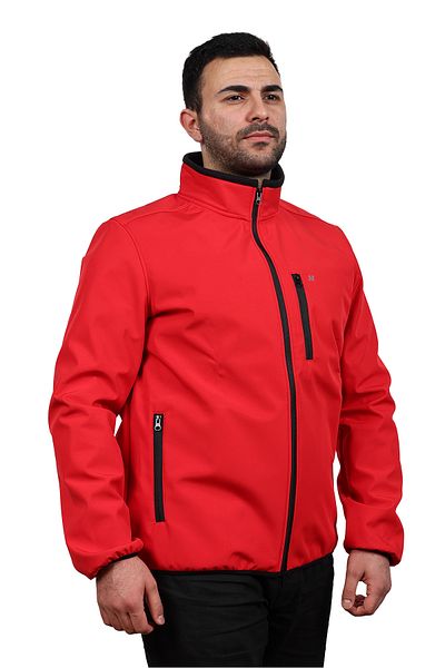 Huğlu Red Softshell Stand Collar Coat